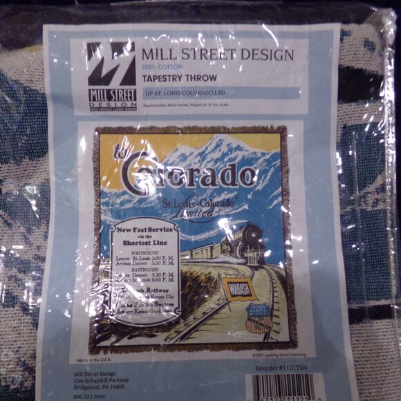 UP St. Louis-Colorado RR Mill Street Design 100% Cotton Tapestry Throw 48x60 - Picture 2 of 3